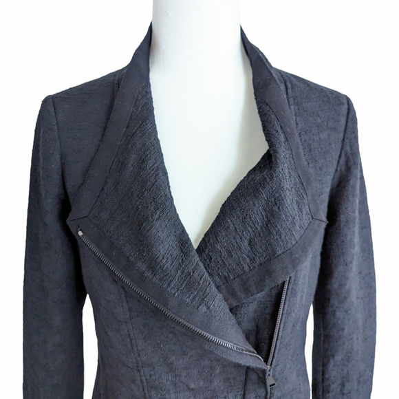Vince Black Asymmetric Texture Cotton Open Front Cardigan Jacket Size Small - Picture 3 of 5